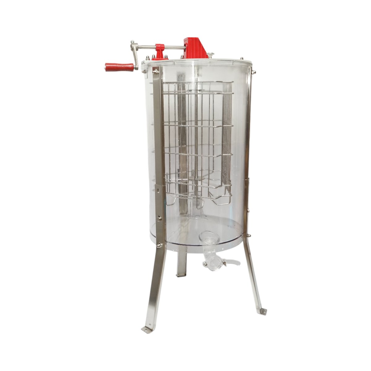 Centrifuga manuala apicola, extractor miere transparent cu 3 rame